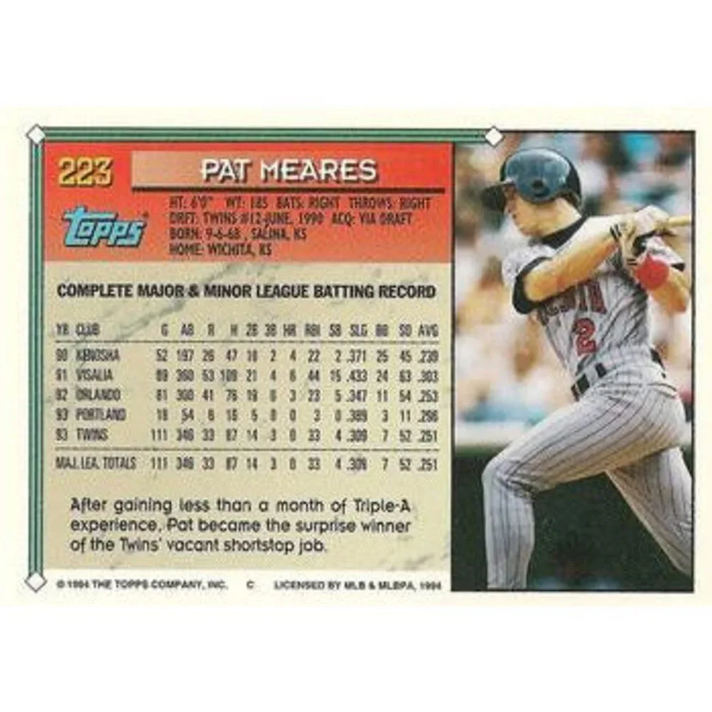 1994 Topps Pat Meares # 223 Minnesota Twins